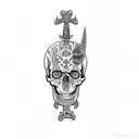a skull and a sword tattoo design idea