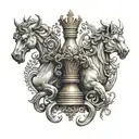 A chess piece morphing into a mythical creature from Greek mythology tattoo design idea