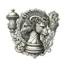 A chess piece morphing into a mythical creature from Greek mythology tattoo design idea