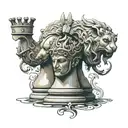 A chess piece morphing into a mythical creature from Greek mythology tattoo design idea