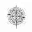 Fine line tattoo sleve compass with two coordinate, philippines stars and sun, palm trees, liechtenstein mountain tattoo design idea