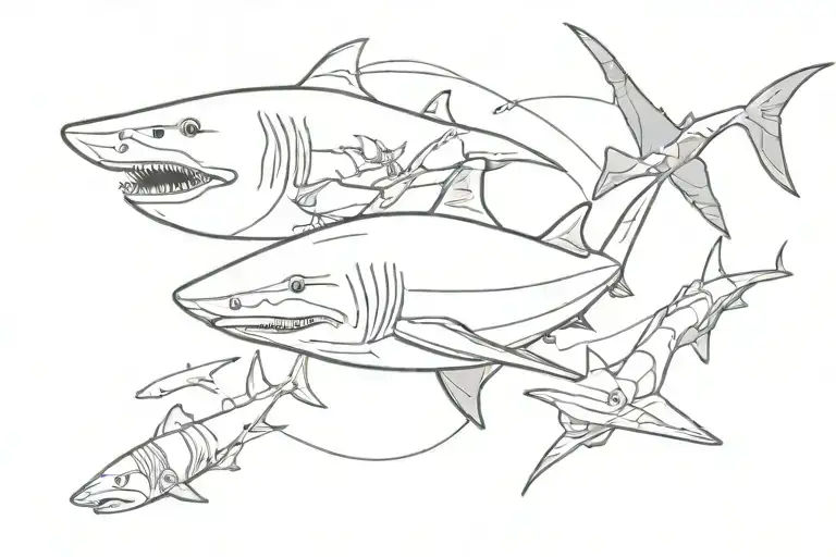 shark with dive equipment on one side tattoo design idea