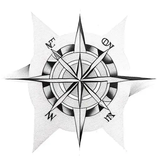 arrow compass wolf tattoo design idea
