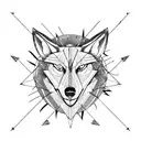 arrow compass wolf tattoo design idea