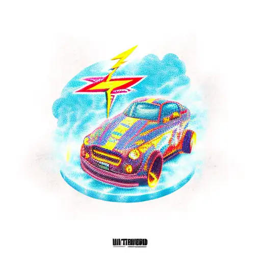flash hot rod with banner tattoo design idea