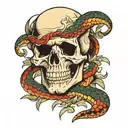 skull with snake tattoo design idea