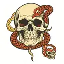 skull with snake tattoo design idea