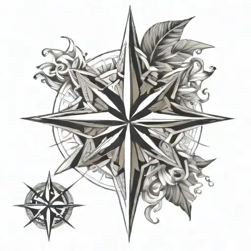 compass rose flower polynesia tattoo design idea