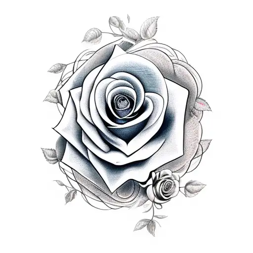 hearts and roses vine tattoo design idea