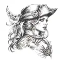 female topless pirates   tattoo design idea