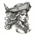female topless pirates   tattoo design idea