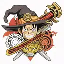 Luffy hat, ichigo sword, 4 star Dragonball, Naruto headband and Black bulls logo   tattoo design idea