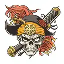 Luffy hat, ichigo sword, 4 star Dragonball, Naruto headband and Black bulls logo   tattoo design idea