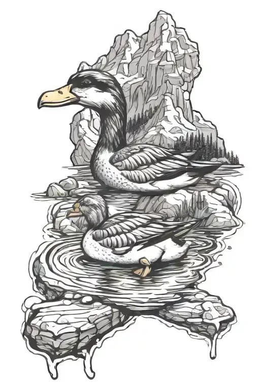 Rubber Ducky grand teton mountains tattoo design idea
