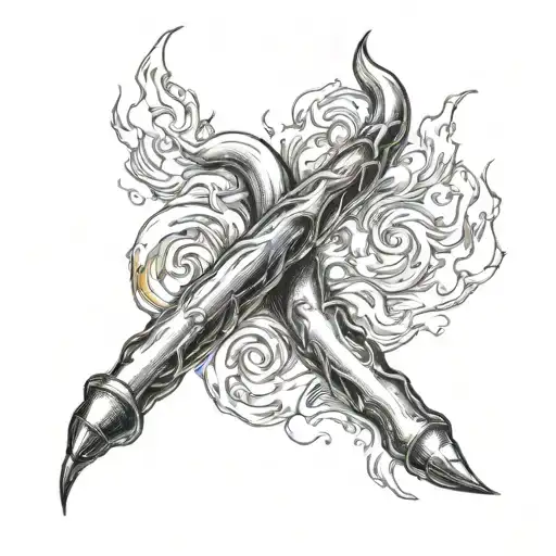 fire penises tattoo design idea