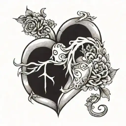 1+1 bent into a heart tattoo design idea