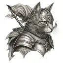 cat knight tattoo design idea