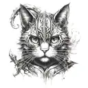 cat knight tattoo design idea