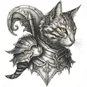 cat knight tattoo design idea