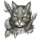 cat knight tattoo design idea