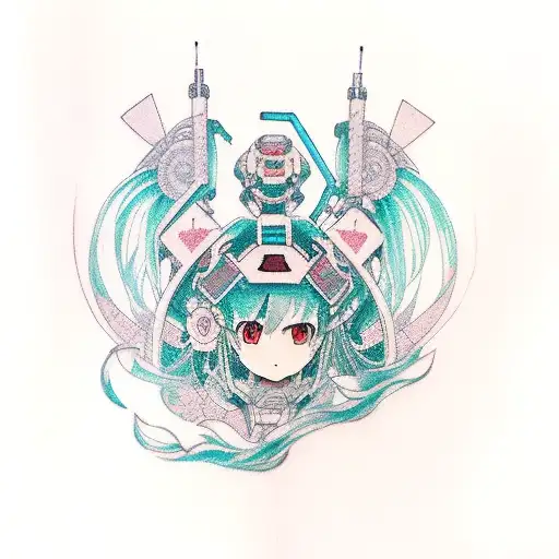 hatsune miku gundam tattoo design idea