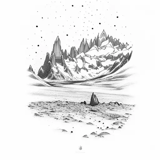 wine glass with the image of Mount Fitz Roy inside the glass tattoo design idea