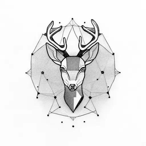 A minimalist tattoo of a constellation shaped like a deer tattoo design idea