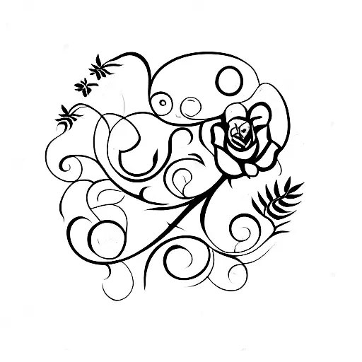 A gothic castle with vines and flowers in a minimalist style tattoo design idea