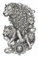 wolf elepant lion parade album cover tattoo design idea