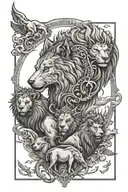 wolf elepant lion parade album cover tattoo design idea