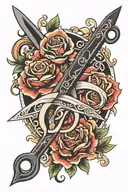 scissors cutting tattoo design idea