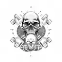 skull with brass knuckles tattoo design idea