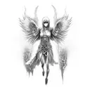 bad reborn from falling angel with the meaning of old good person of me died and get born the new one tattoo design idea