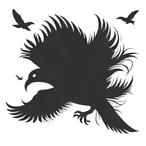 whippoorwill bird flying tattoo design idea