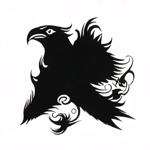 whippoorwill bird flying tattoo design idea