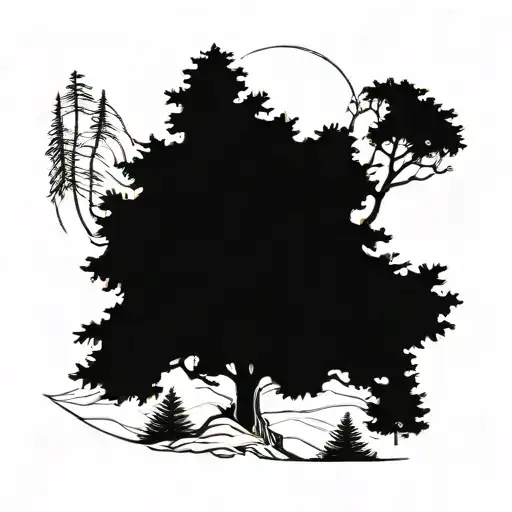 cedar tree silhouette tattoo design idea