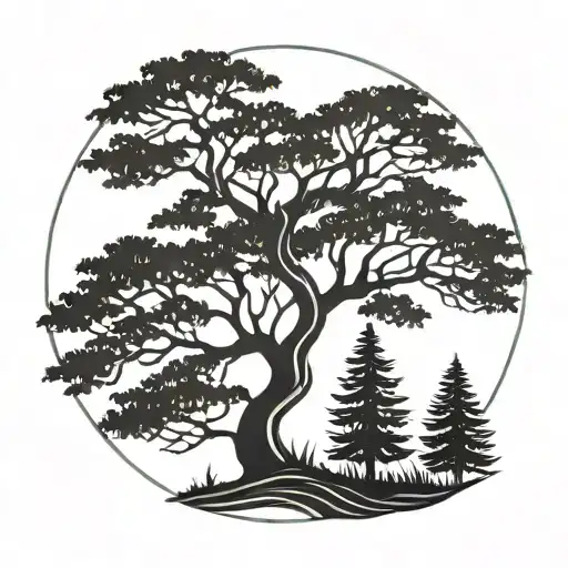   cedar tree silhouette tattoo design idea