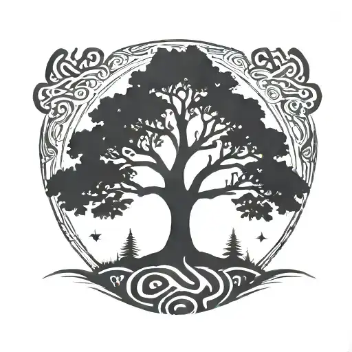   cedar tree silhouette tattoo design idea