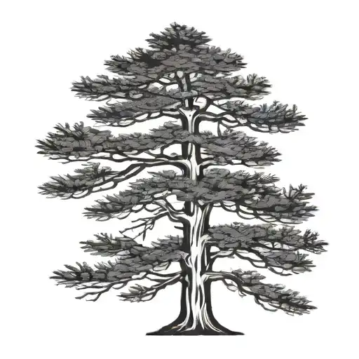   cedar tree silhouette with a whippoorwill  tattoo design idea