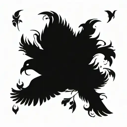 whippoorwill bird flying tattoo design idea