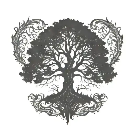   cedar tree silhouette tattoo design idea