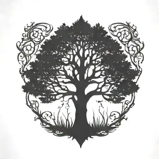   cedar tree silhouette tattoo design idea