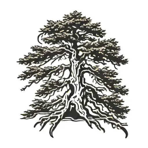   cedar tree silhouette tattoo design idea