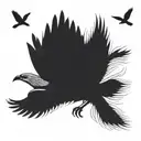 whippoorwill bird flying tattoo design idea