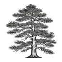   cedar tree silhouette with a whippoorwill  tattoo design idea