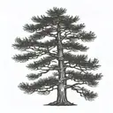   cedar tree silhouette with a whippoorwill  tattoo design idea
