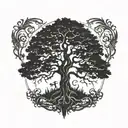   cedar tree silhouette tattoo design idea