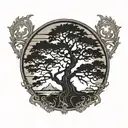   cedar tree silhouette tattoo design idea