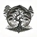   cedar tree silhouette tattoo design idea