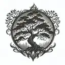   cedar tree silhouette tattoo design idea